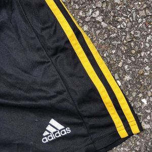 Adidas Unisex Yellow and Black Shorts Medium